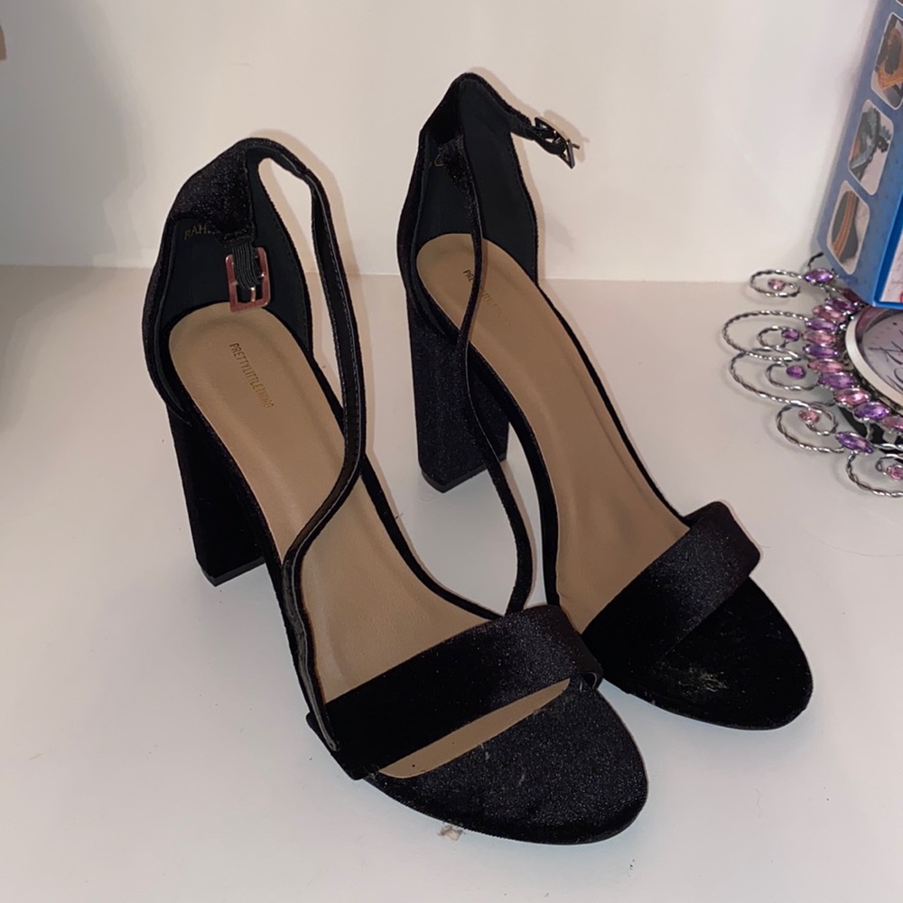 black ankle strap heels